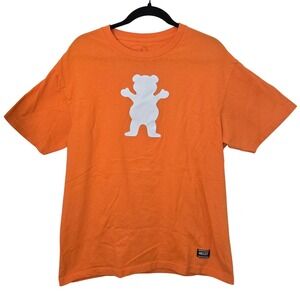 Grizzly Griptape Mens LG T Shirt‎ Orange OG Bear Logo Graphic Skater Streetwear